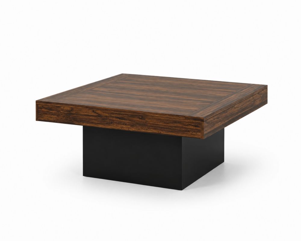 Tavolino da caffè quadrato in legno e metallo 80x80x35 cm