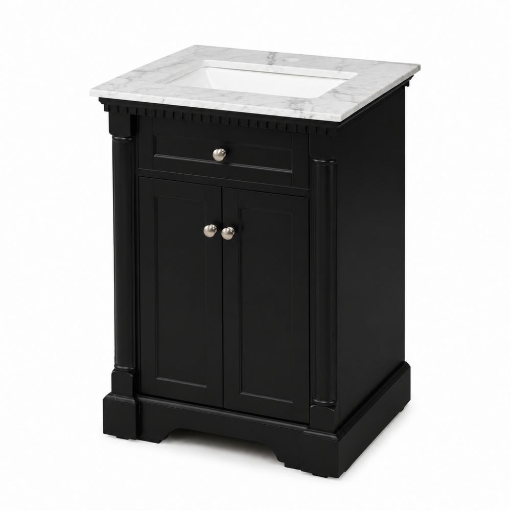 Mobile lavabo in legno con ripiano in marmo Carrara nero
