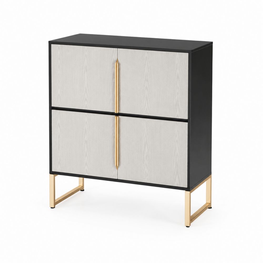 Credenza in legno e metallo con dettagli dorati