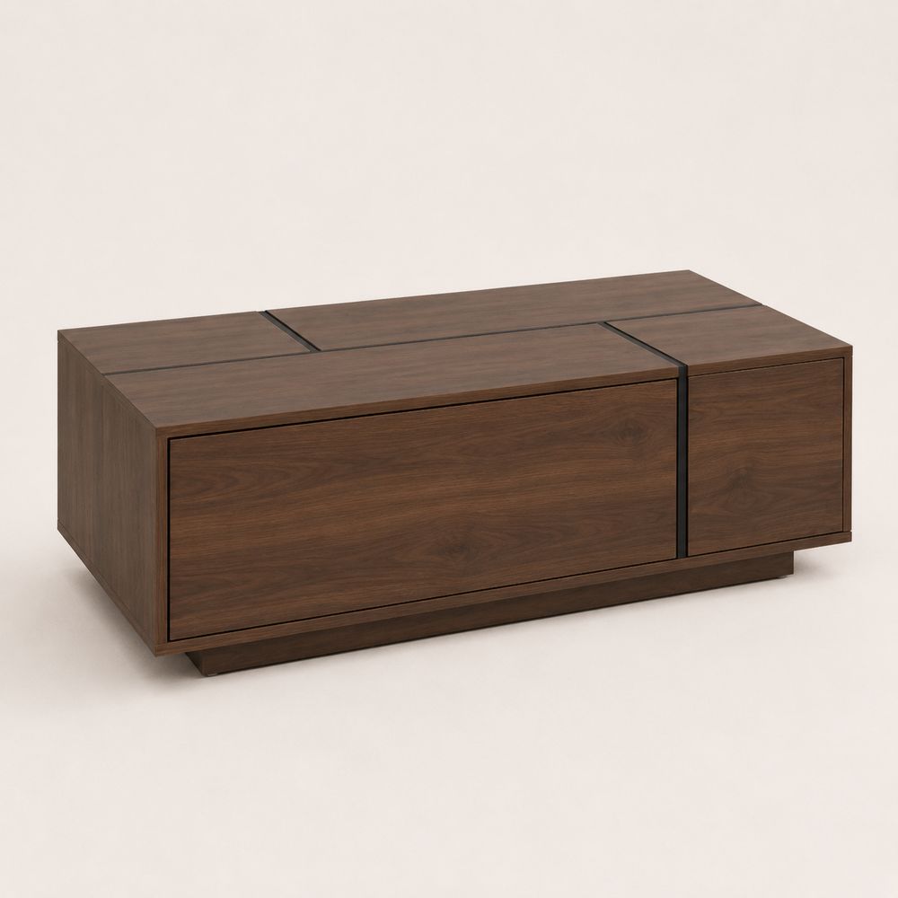 Tavolino da caffè rettangolare in legno MDF noce scuro