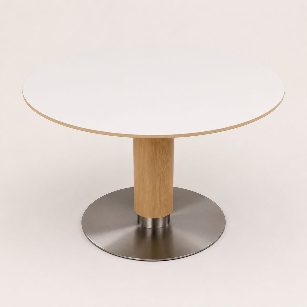 Tavolo rotondo in MDF e metallo bianco 120 cm