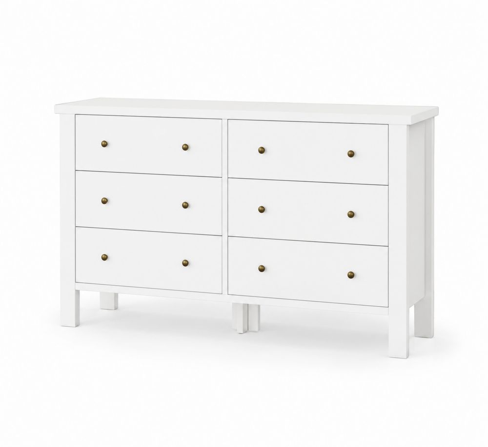 Cassettiera a sei cassetti in legno bianco