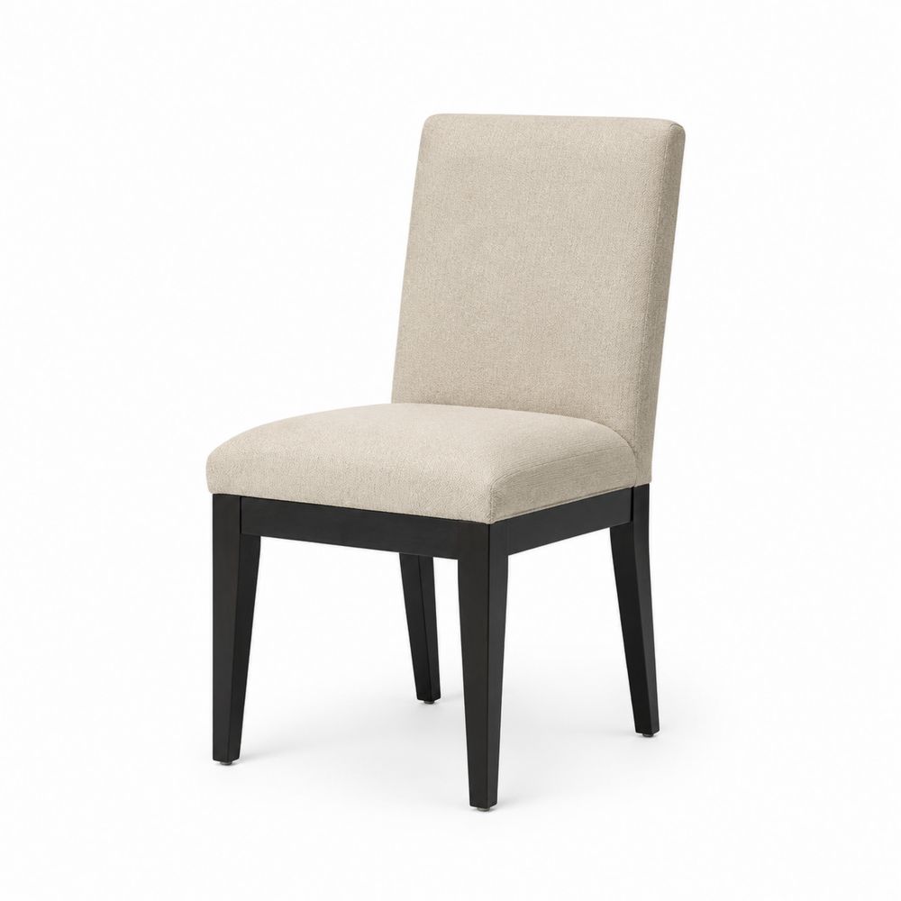 Sedia da pranzo tessuto beige gambe legno