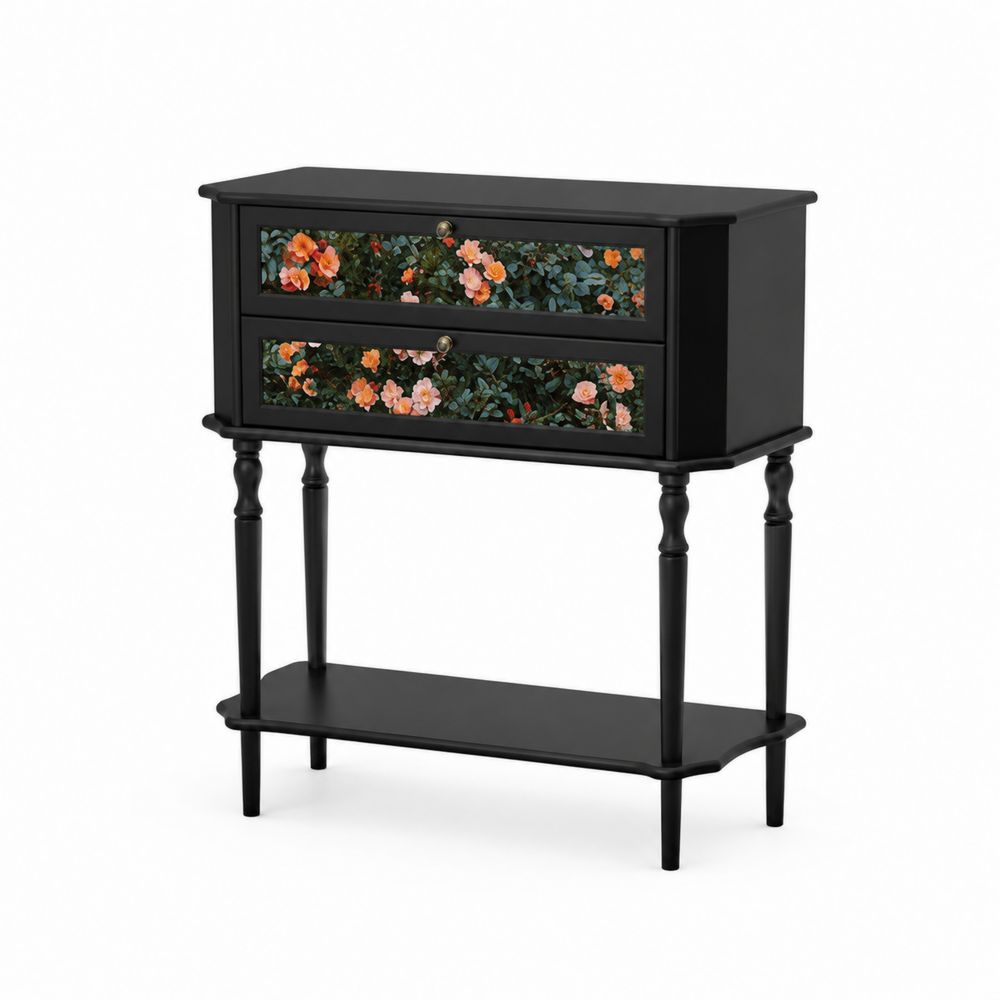 Consolle Rettangolare in Legno con Cassetti Decorativi