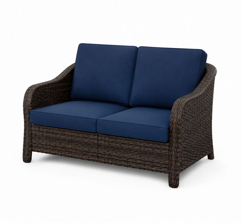 Divano in rattan con cuscini in poliestere Blu