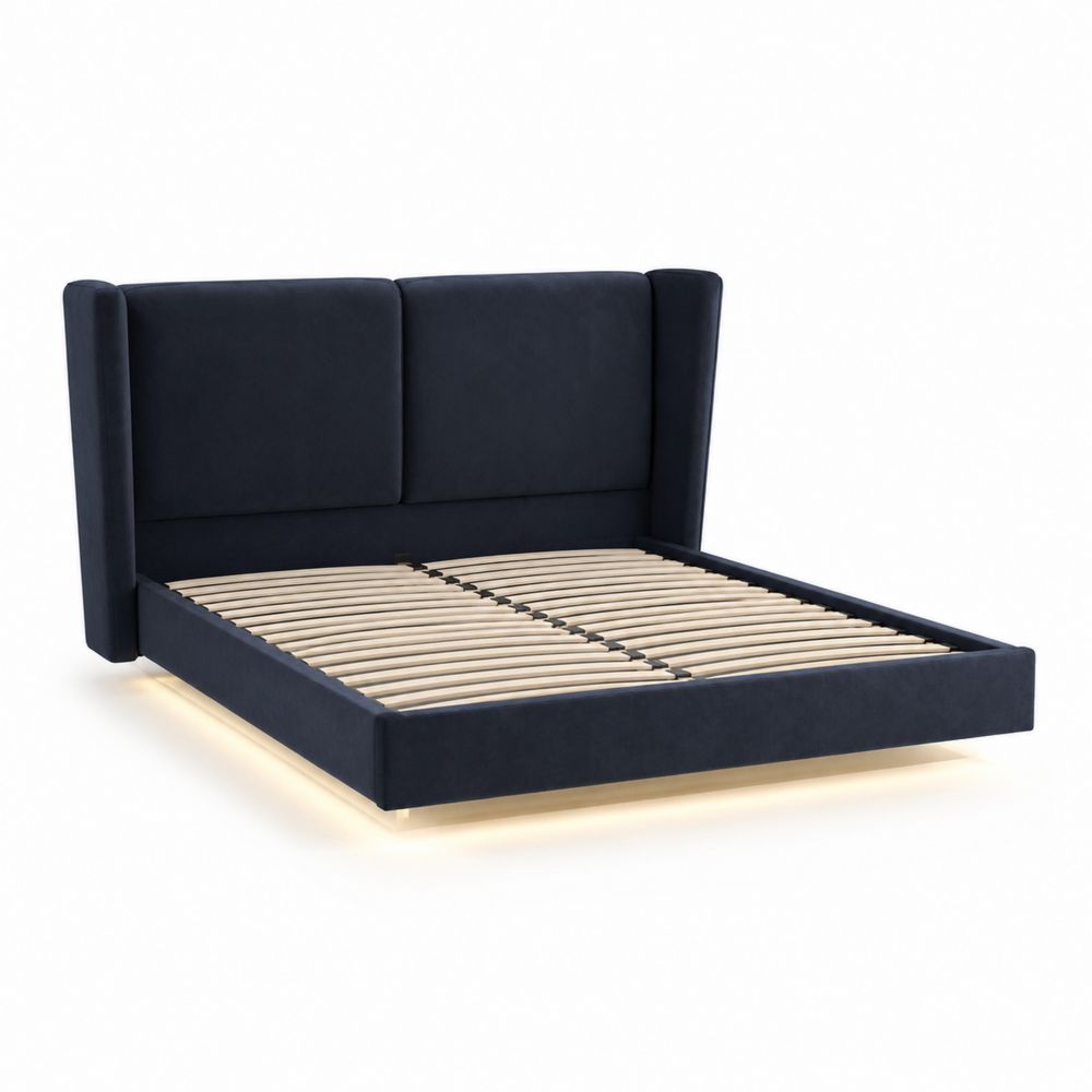 Letto matrimoniale in legno e poliestere con LED 200x180 cm