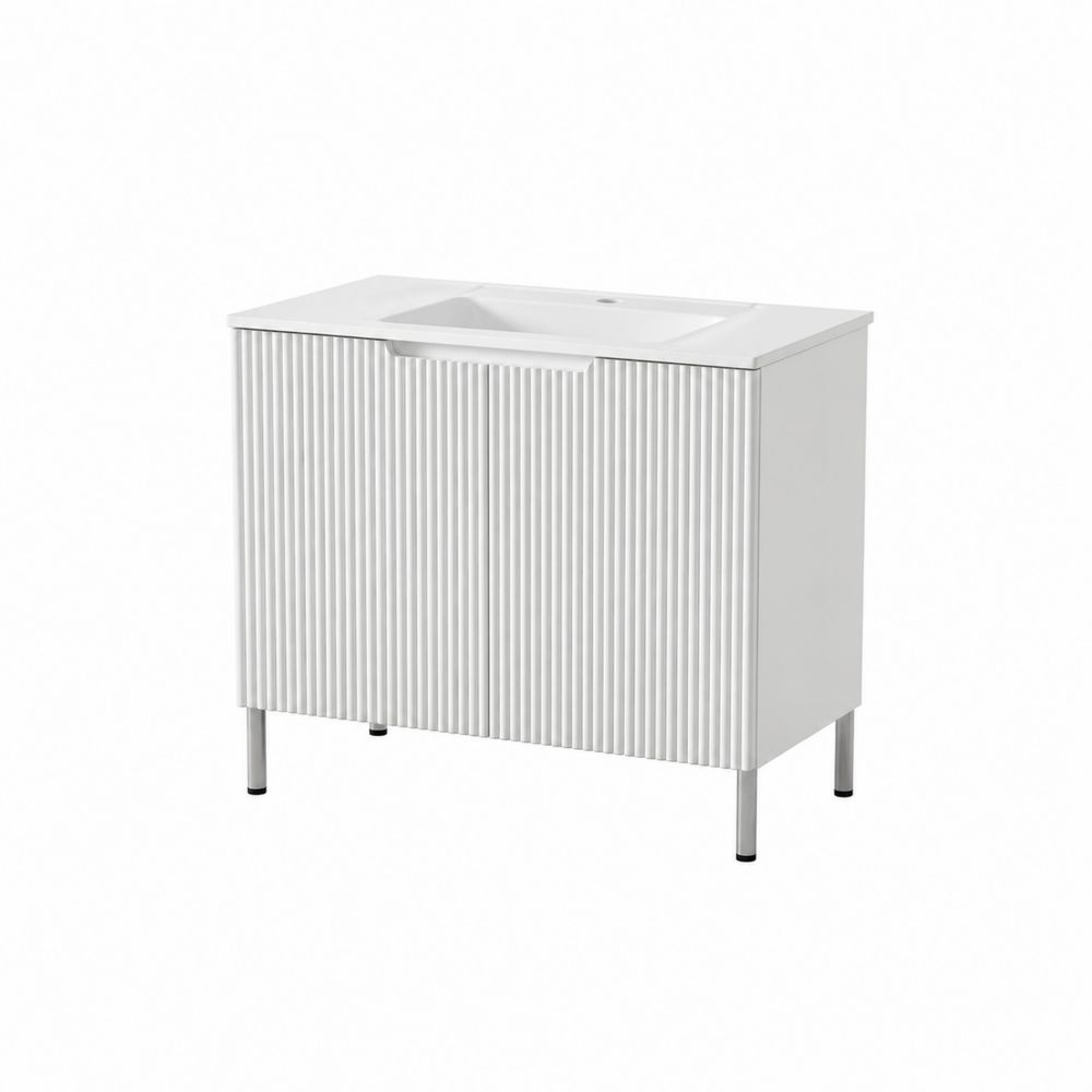 Mobile lavabo singolo in MDF bianco con lavandino in ceramica