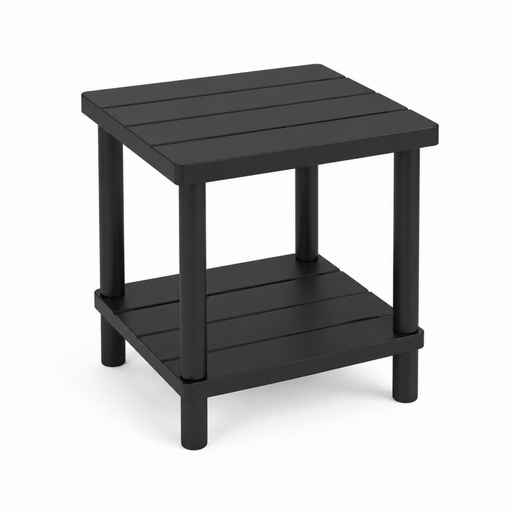 Tavolino laterale quadrato in plastica nera 45x45x50 cm