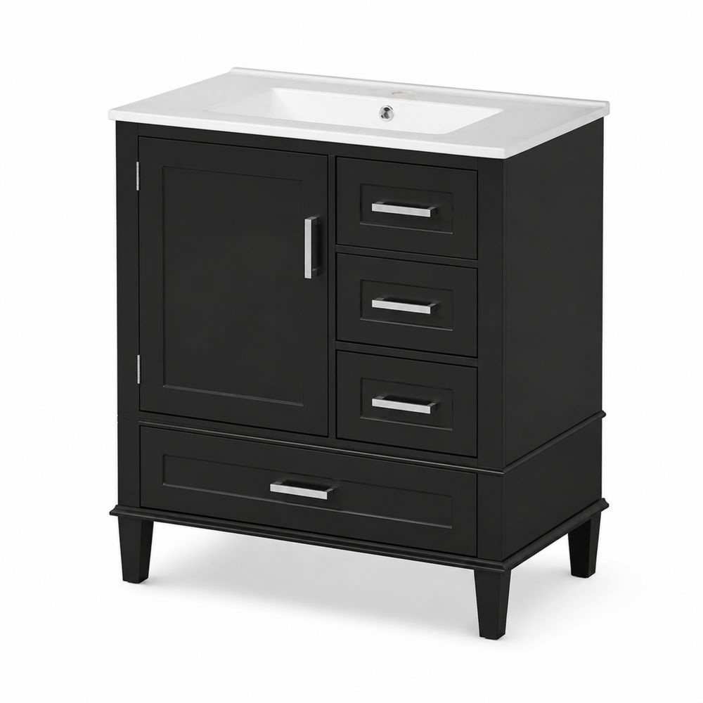 Mobile lavabo singolo rettangolare in MDF Nero