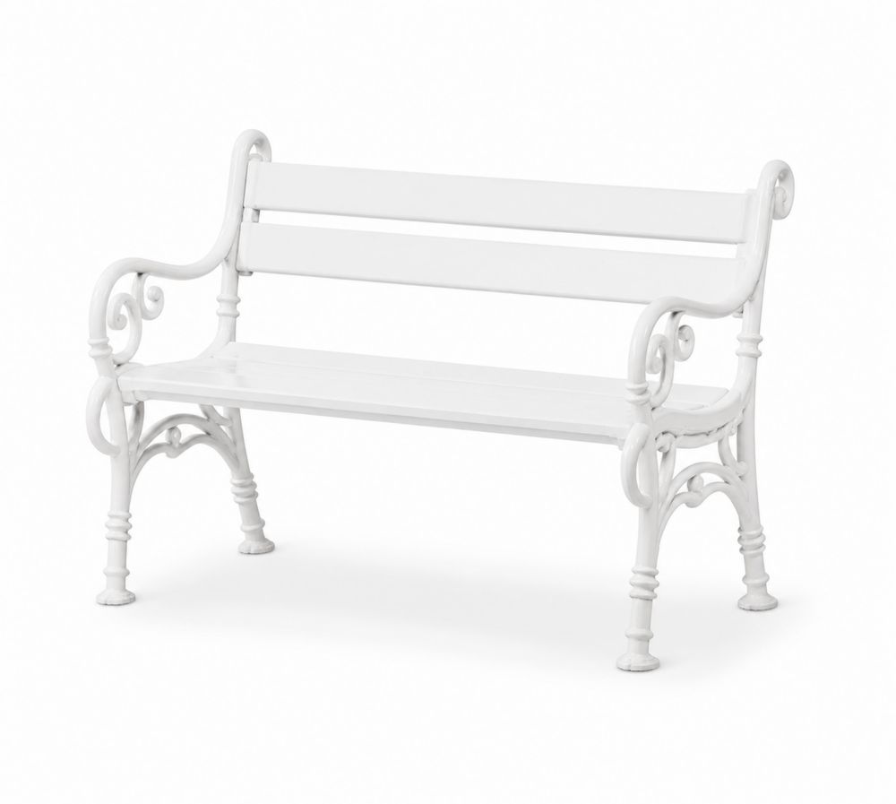 Panca da giardino in ghisa verniciata bianca 120x60x80 cm