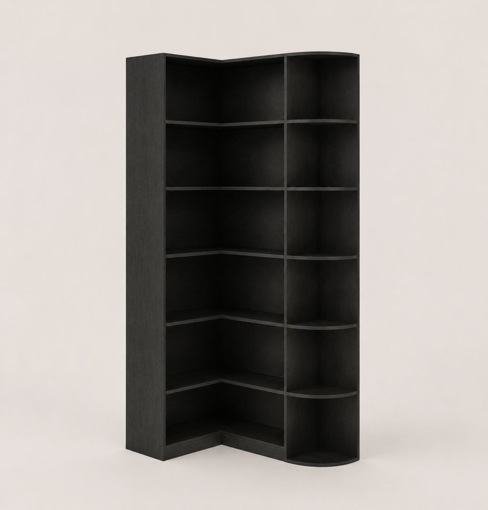 Libreria Angolare in Legno Ingegnerizzato Nero