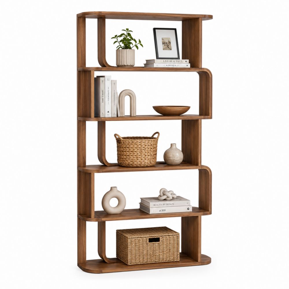Libreria in Legno a 5 Ripiani Marrone