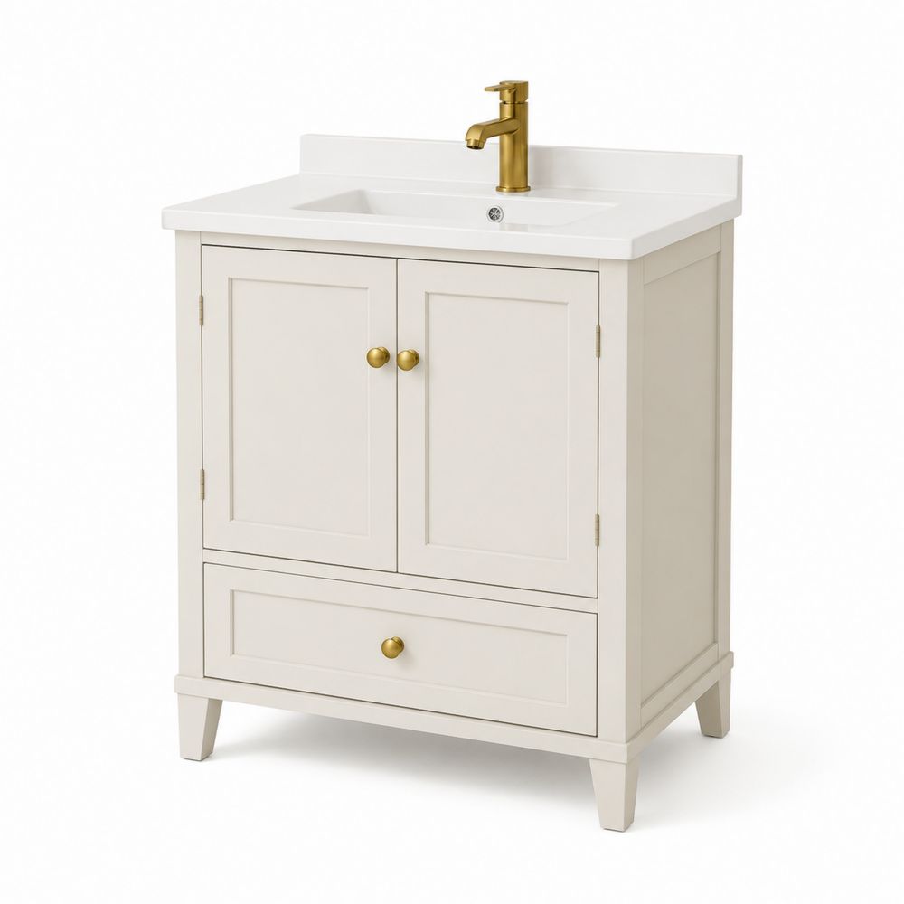 Mobile lavabo singolo in MDF con rubinetto in ottone
