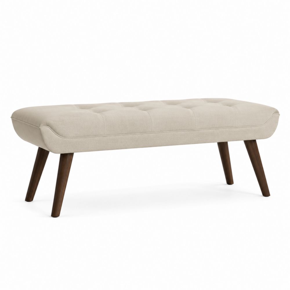 Panca imbottita in tessuto con gambe in legno 120x40x45cm