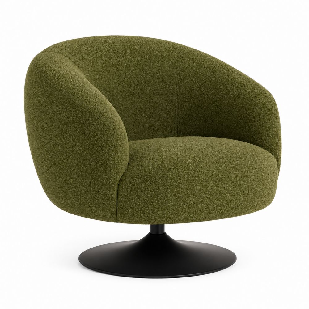 Poltrona girevole in tessuto Verde con base in metallo