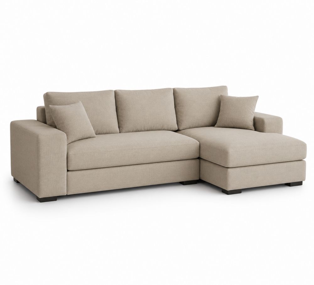Divano angolare in tessuto con chaise longue Beige