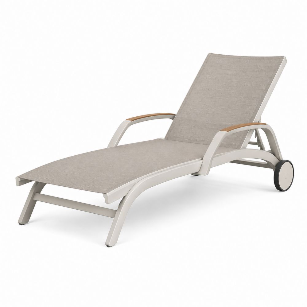 Lettino Prendisole in Alluminio e Tessuto Beige