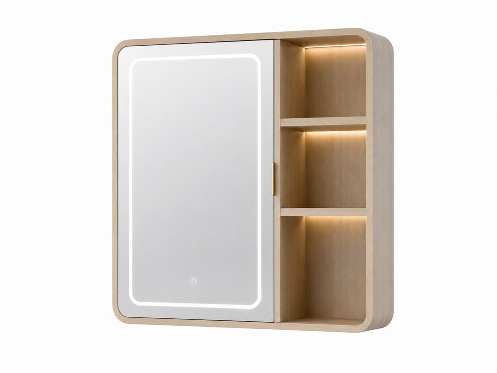 Mobiletto Specchiera da Bagno in MDF con LED