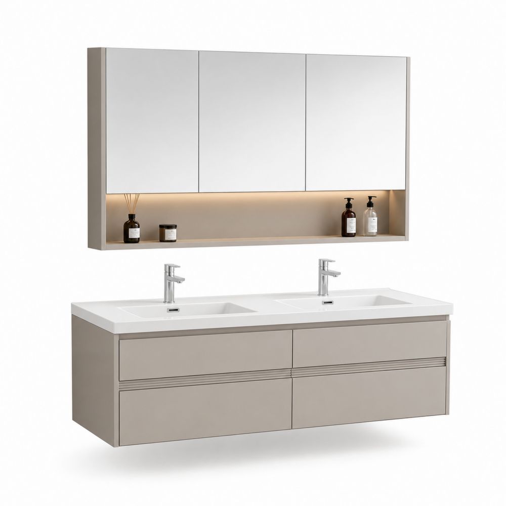 Mobile bagno doppio lavabo MDF Beige