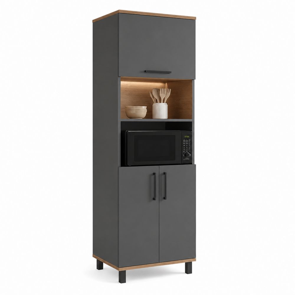 Credenza cucina in legno e MDF con scomparto microonde Grigio