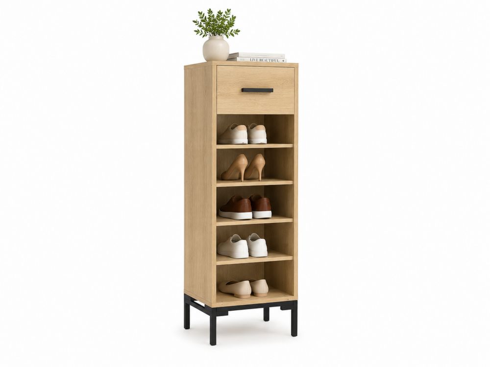 Scarpiera in Legno di Rovere con Ripiani e Cassetto