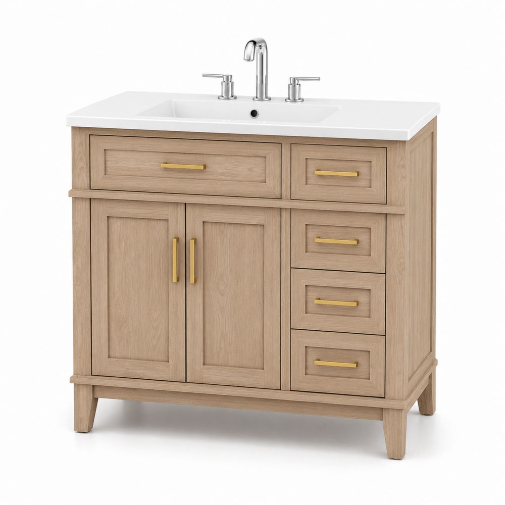 Mobile lavabo singolo in legno con lavabo integrato