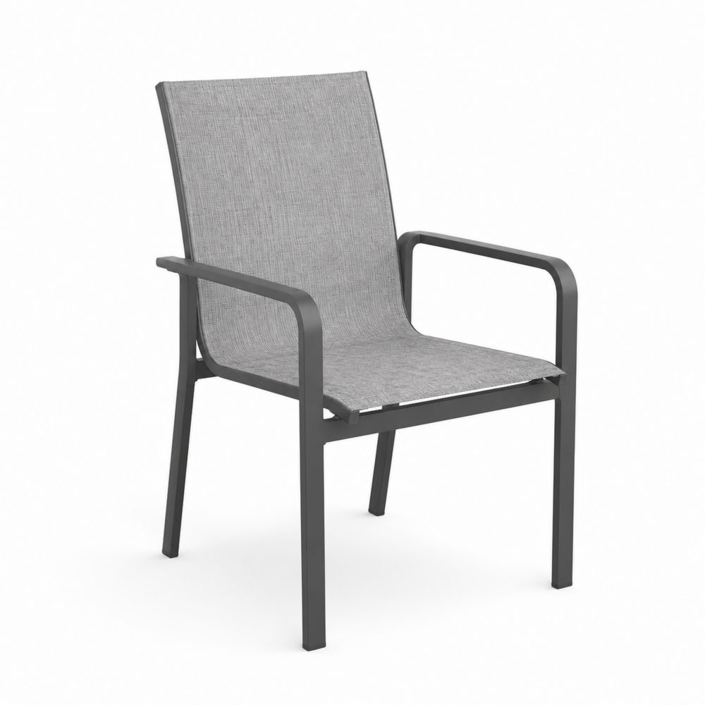 Sedia da Giardino in Alluminio e Textilene Grigio