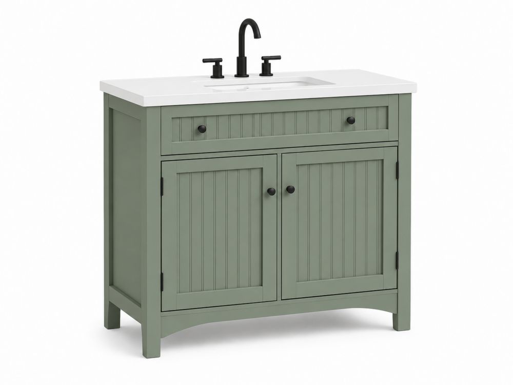 Mobile da bagno con lavabo singolo in legno MDF e ceramica verde