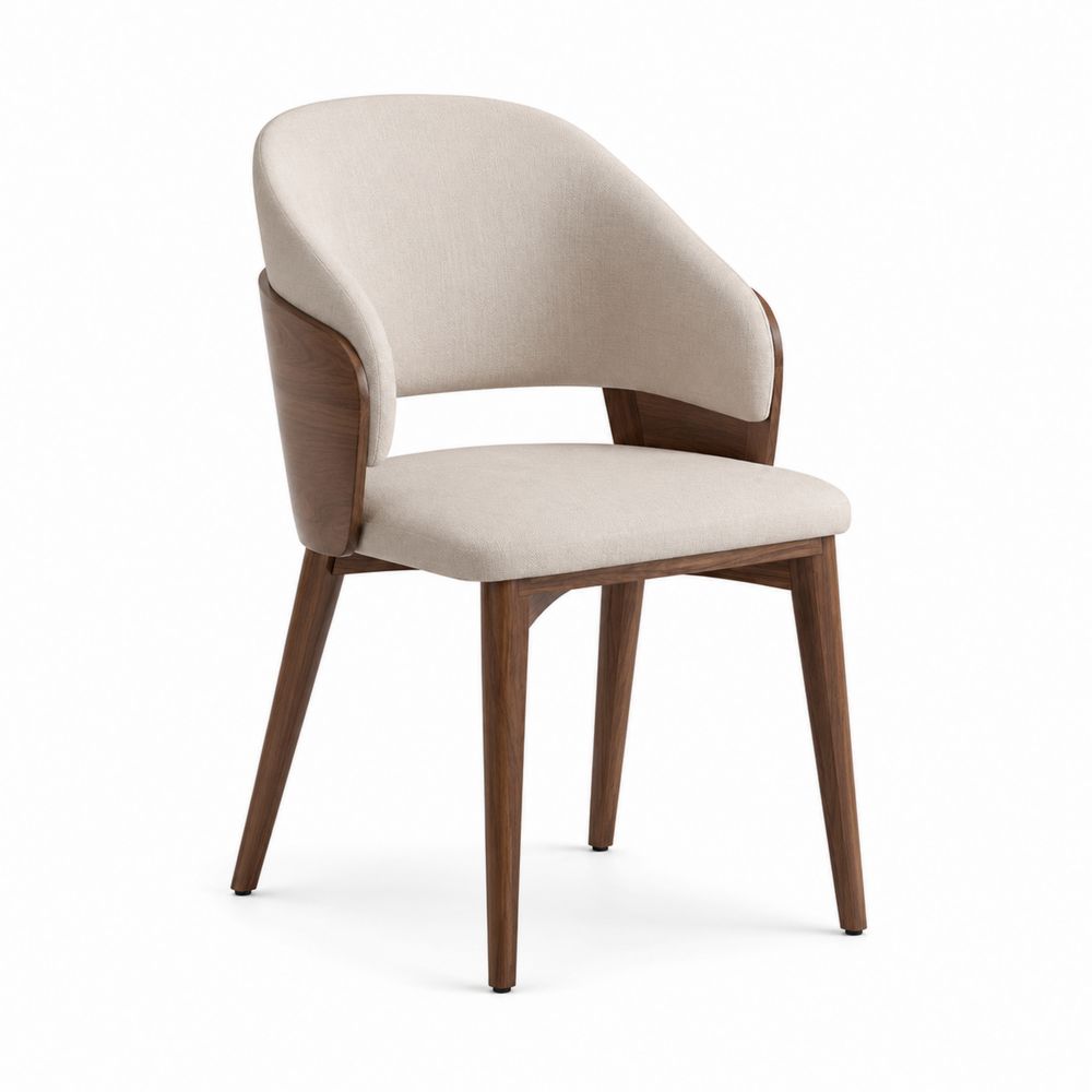 Sedia in legno e tessuto beige