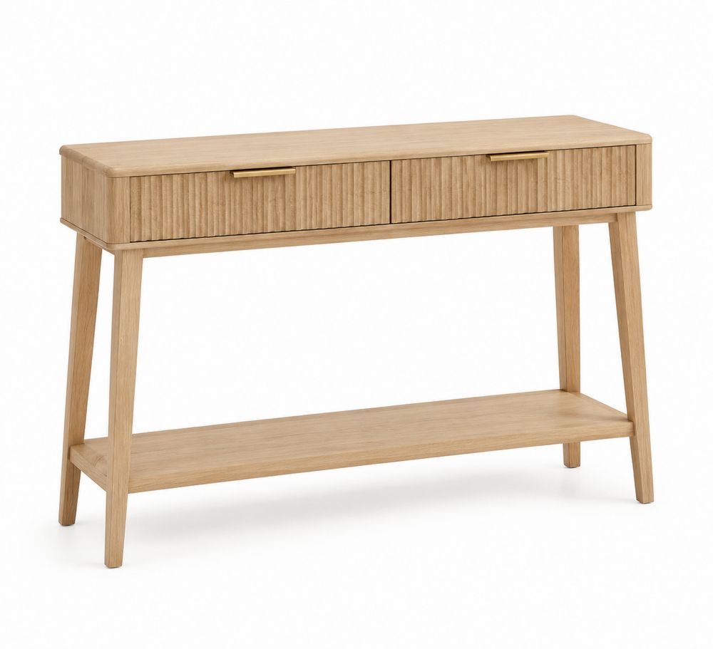 Consolle in Legno di Rovere con Cassetti e Ripiano