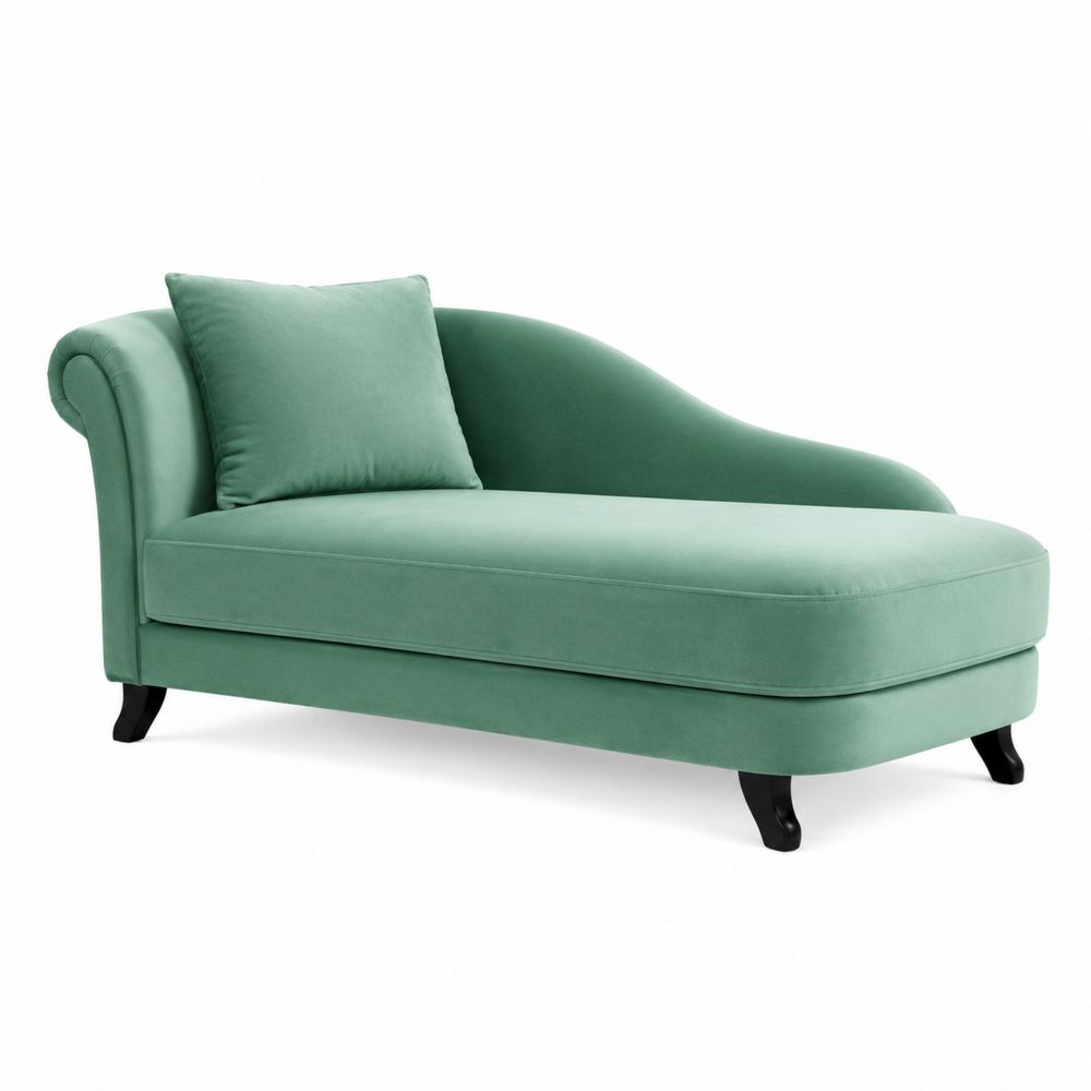 Chaise Longue in Tessuto Verde con Cuscino