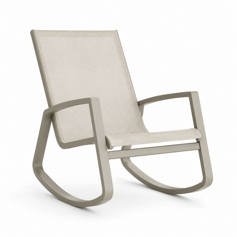 Sedia a dondolo in metalloe tessuto beige