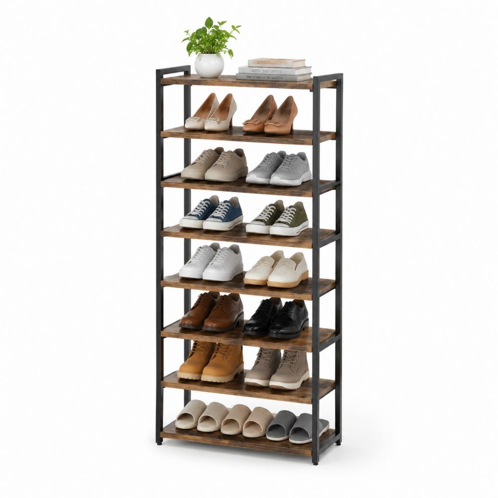 Scarpiera a 7 Ripiani in Metallo e Legno MDF