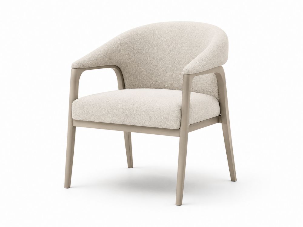 Sedia in legno e tessuto poliestere beige