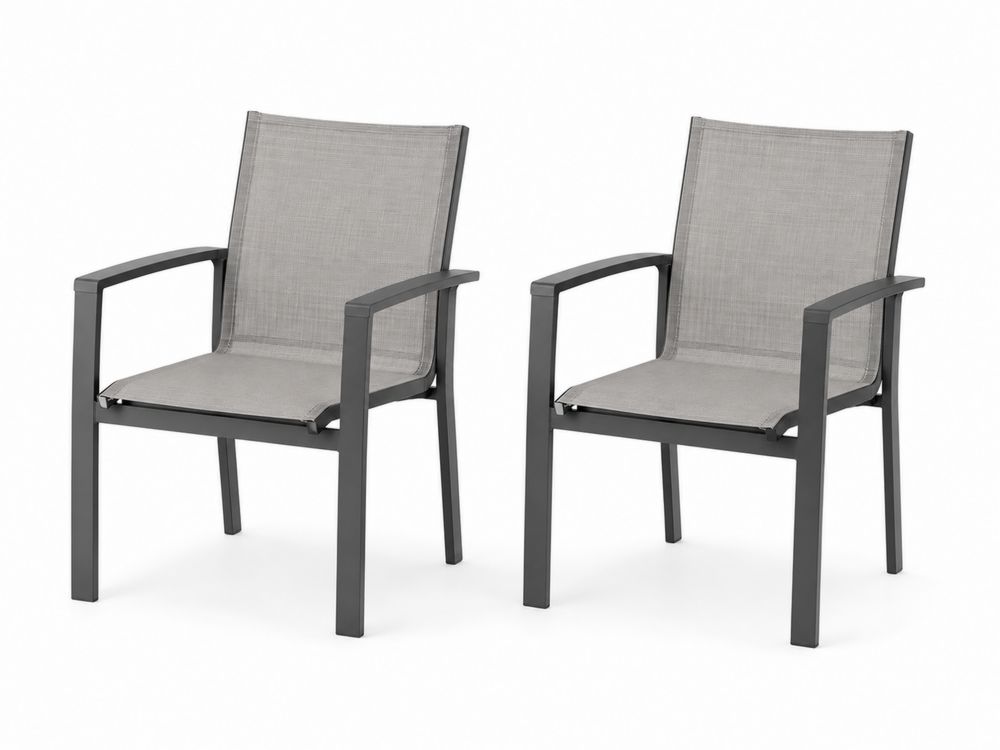 Set di 2 Sedie da Giardino in Alluminio e Textilene Grigio