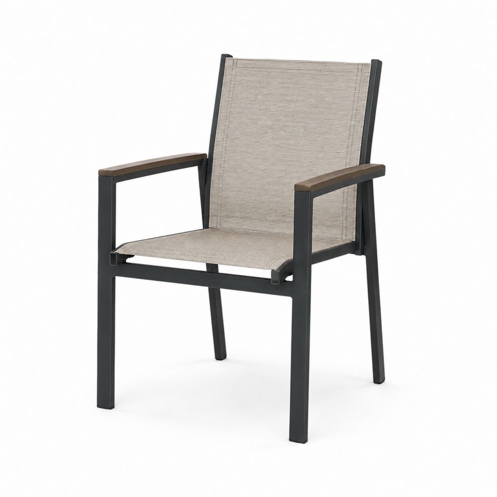 Sedia da giardino in metallo e textilene Grigio/Nero