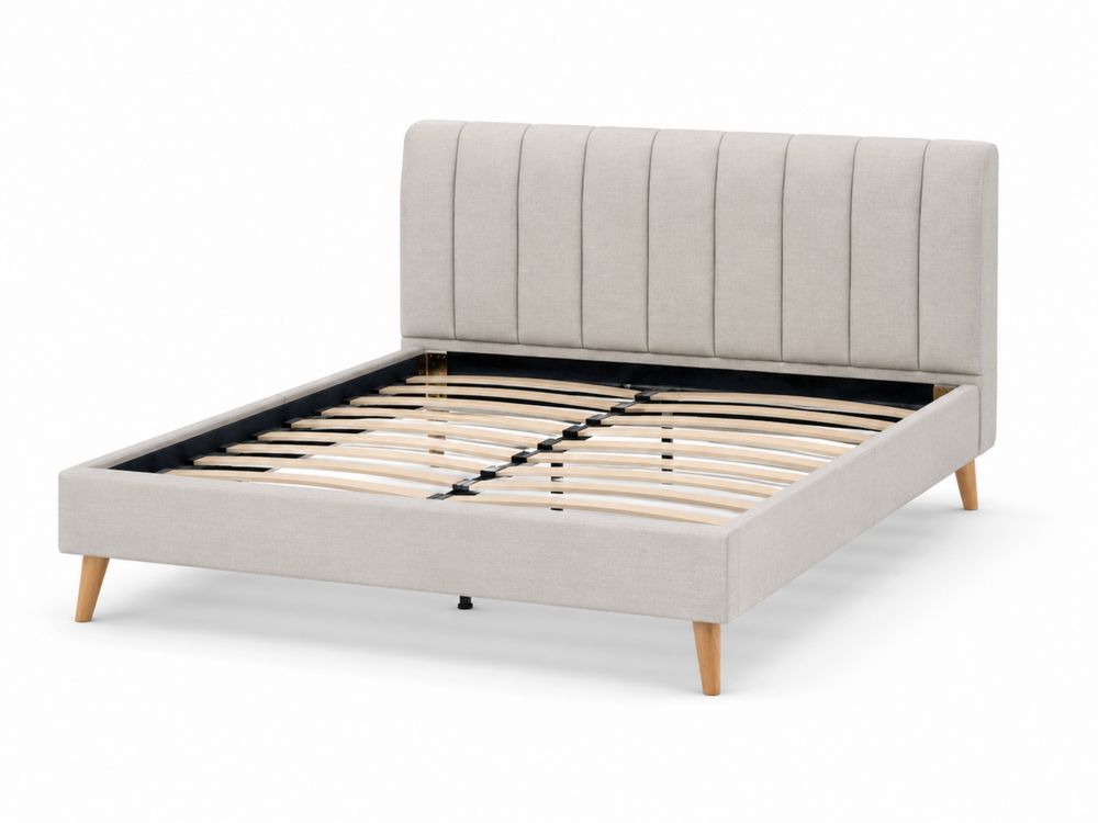 Letto matrimoniale 160x200 cm tessuto poliestere grigio chiaro