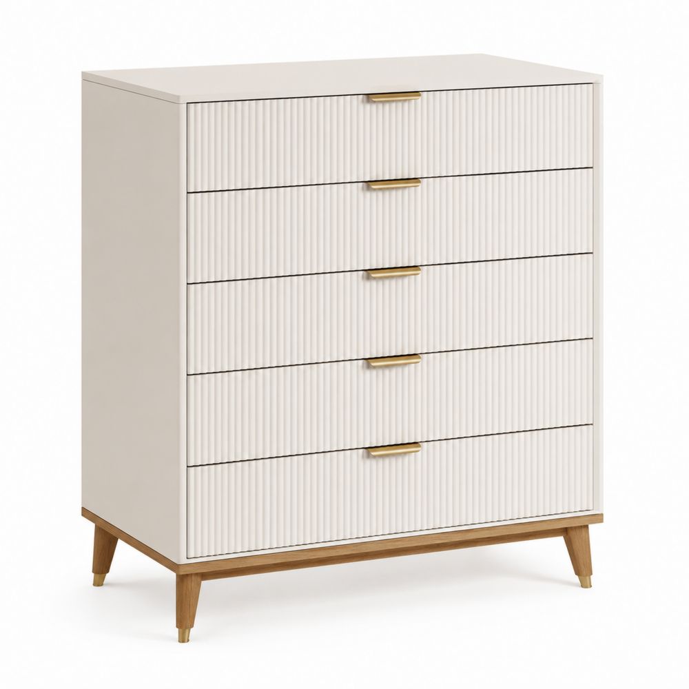 Cassettiera in MDF e Metallo, Bianco, 80x40x120 cm