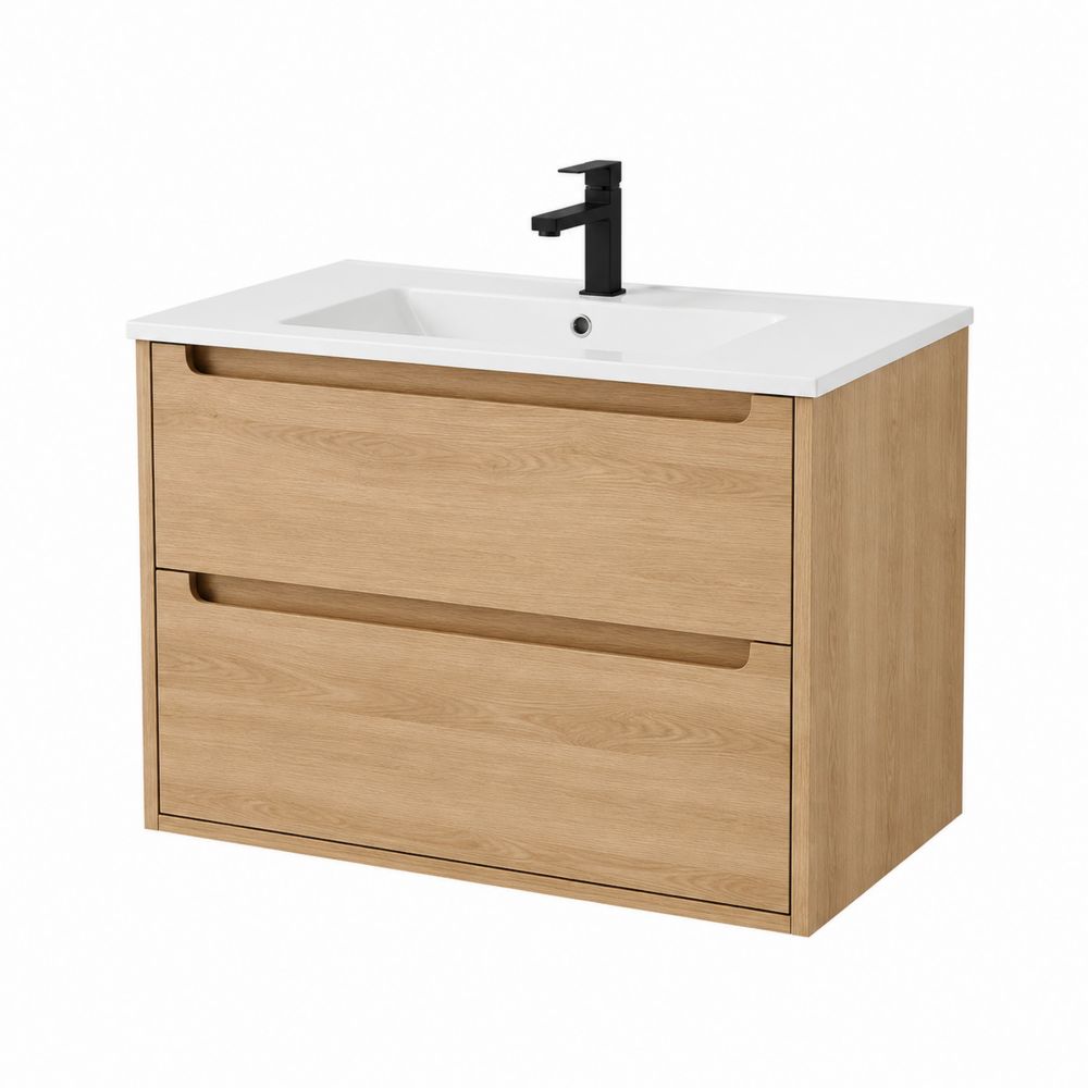 Mobile Sottolavabo Rettangolare in Legno e Ceramica Bianco