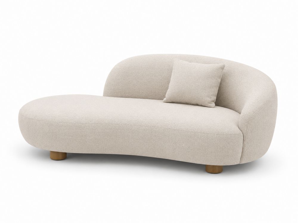 Chaise longue in tessuto beige con cuscino