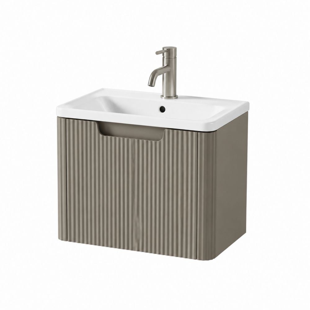 Mobile lavabo in MDF con lavabo in ceramica Grigio