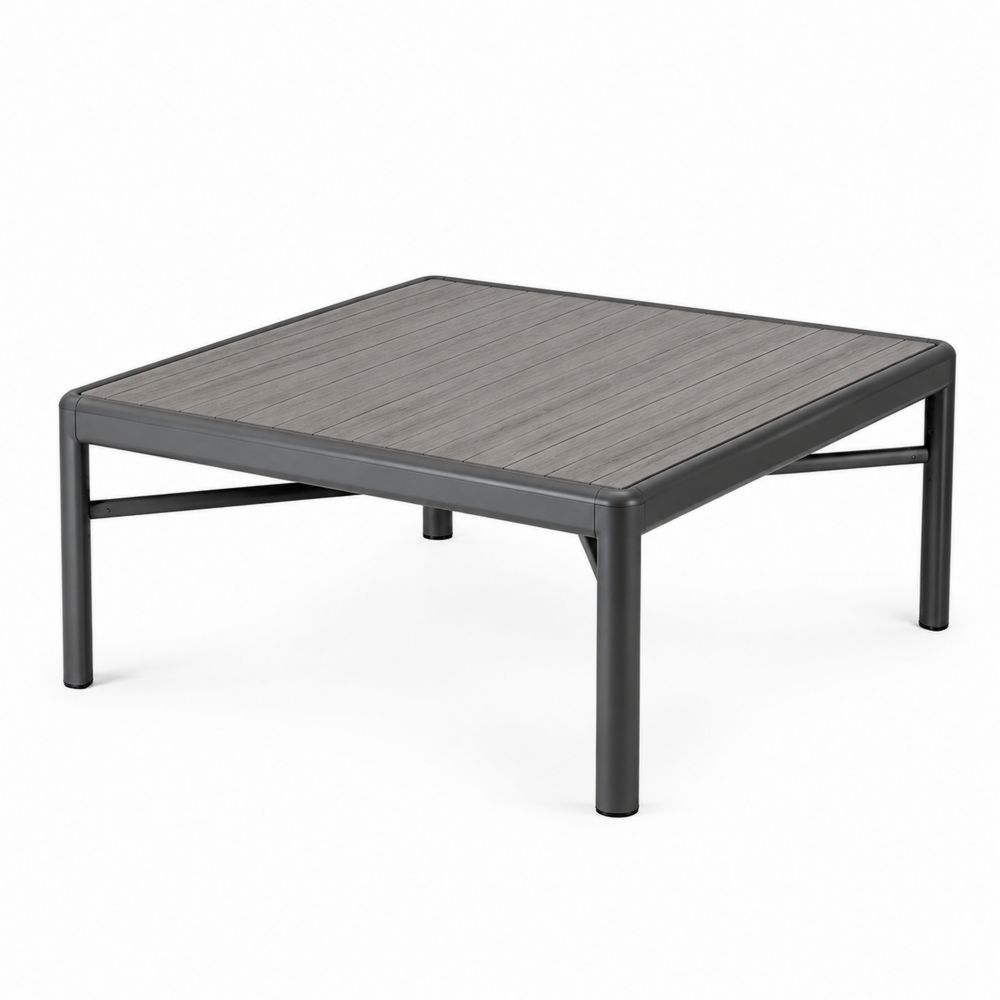 Stół kwadratowy z aluminium i drewna kompozytowego 90x90 cm Szary