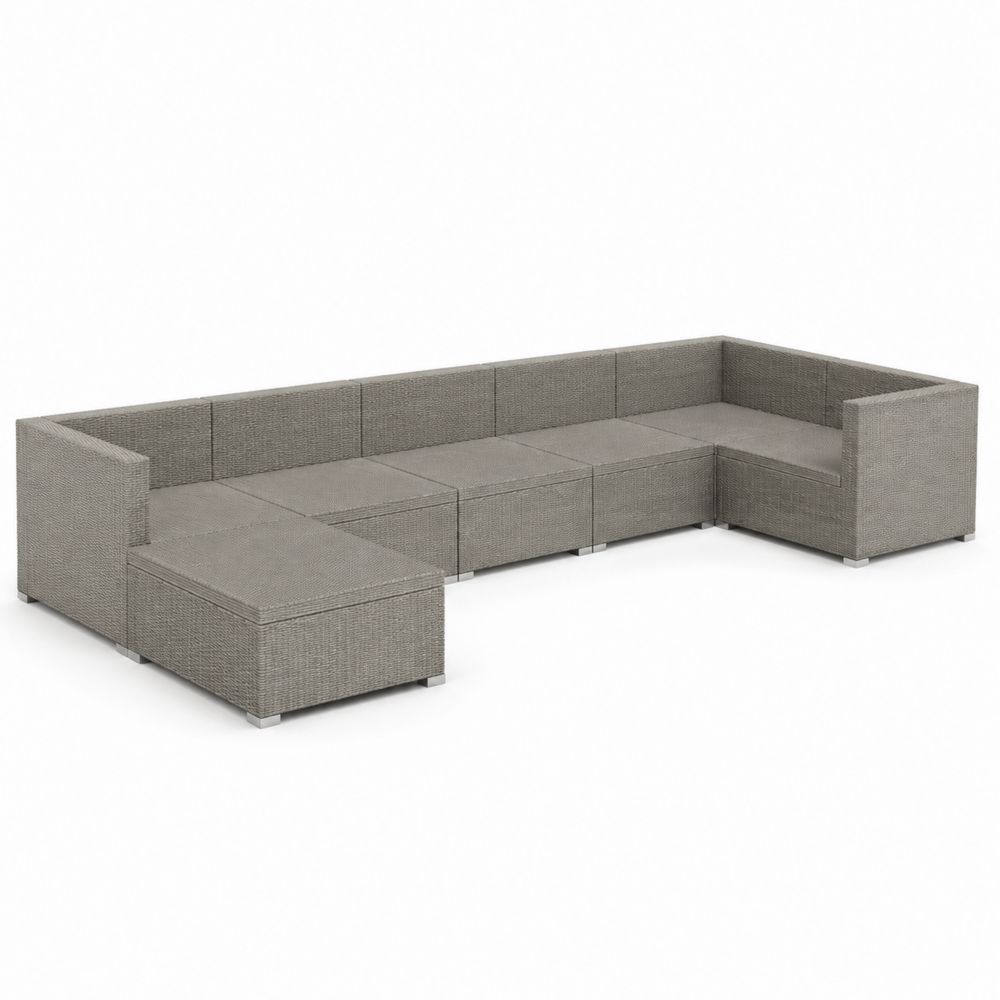 Modułowa narożna sofa ogrodowa z technorattanu Szary 300x300x70 cm