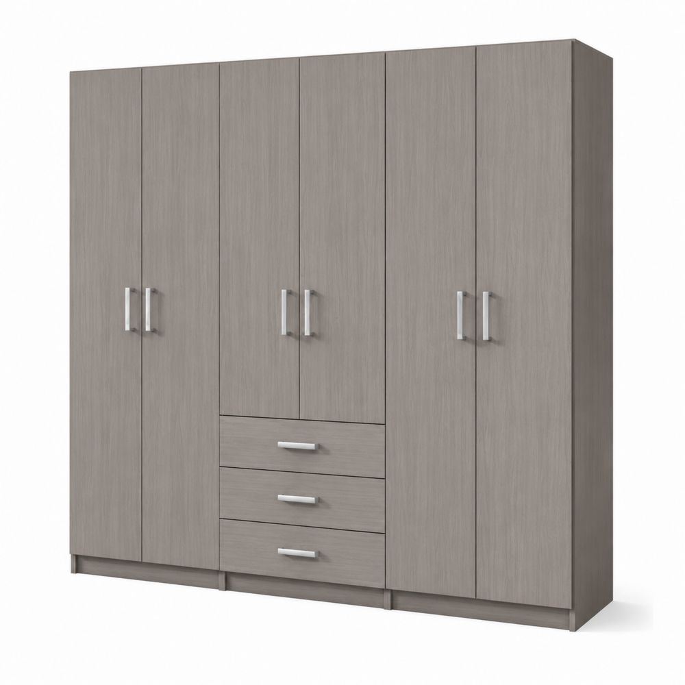 Szafa 5-drzwiowa z 3 szufladami z laminatu Szary