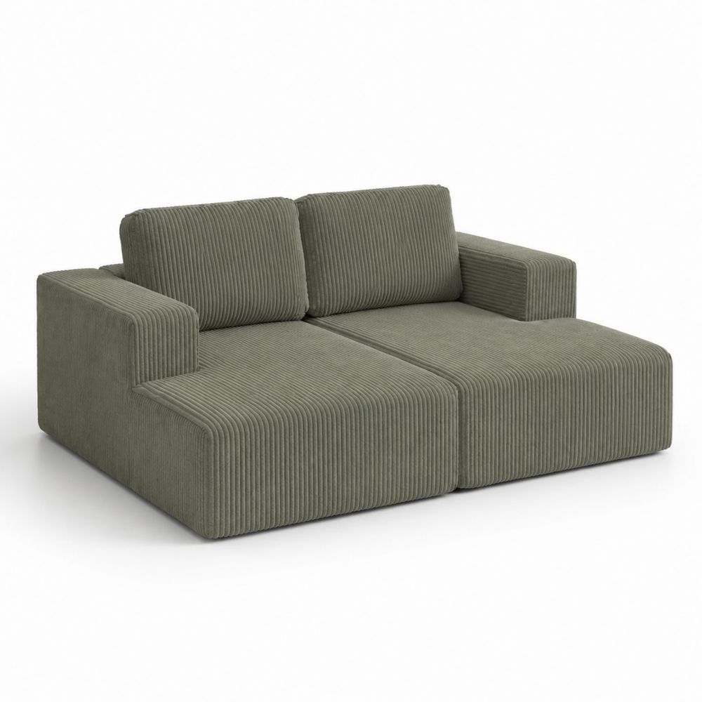 Dwuosobowa sofa z sztruksu w kolorze Khaki