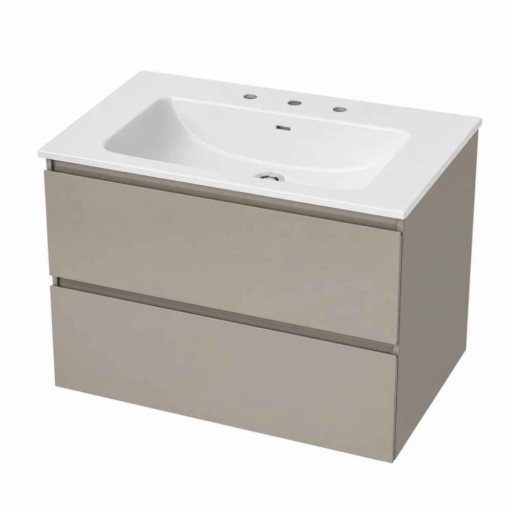 Szafka pod umywalkę z dwiema szufladami 80 cm MDF Beżowa