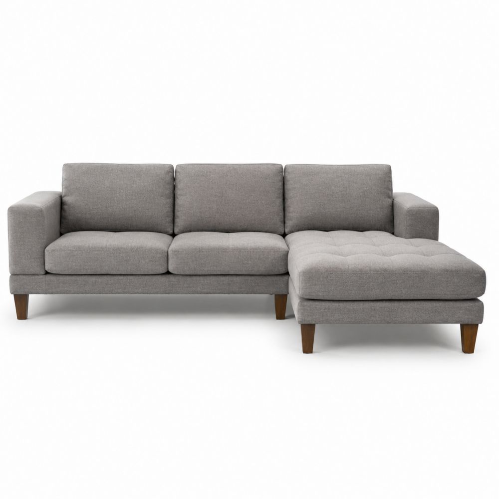 Sofa narożna L 212x150x85 cm tkanina szara
