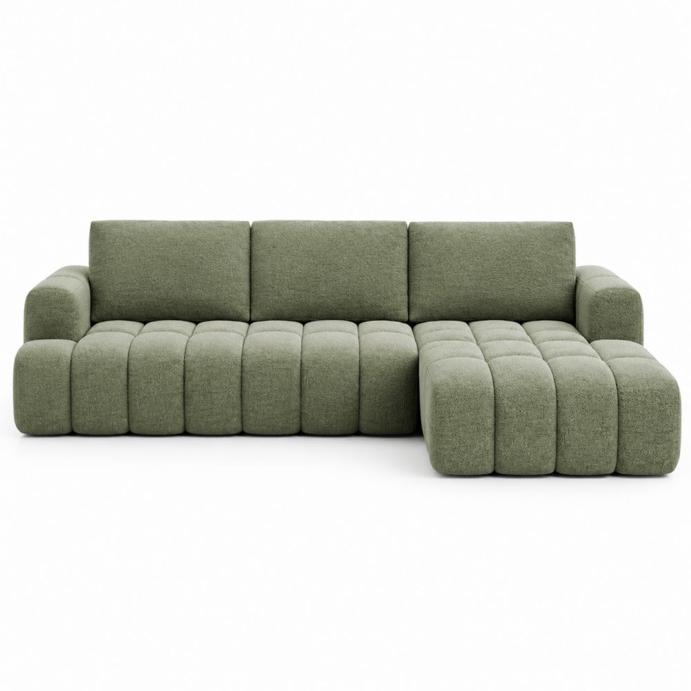 Narożna sofa modułowa z tkaniną poliestrową zielona 275x210 cm