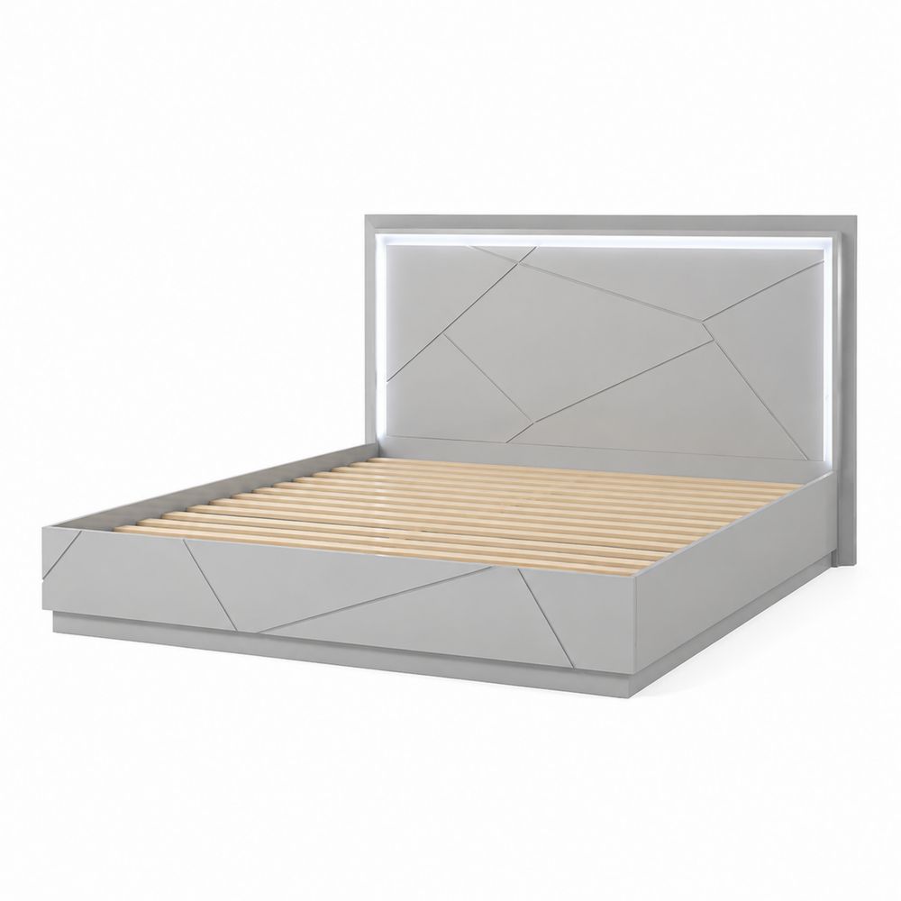 Łóżko z oświetleniem LED 200x160 cm MDF Szary