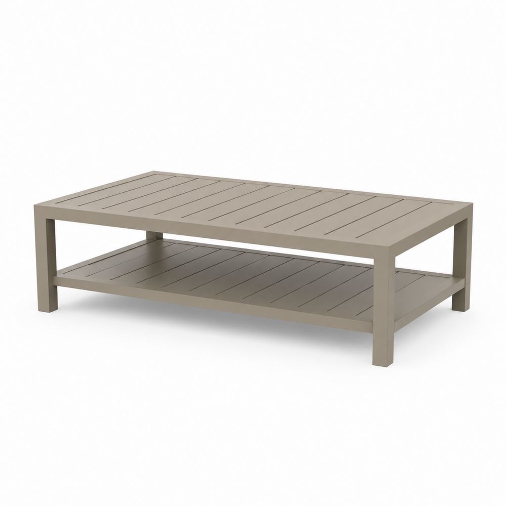 Stolik kawowy prostokątny z aluminium w kolorze taupe